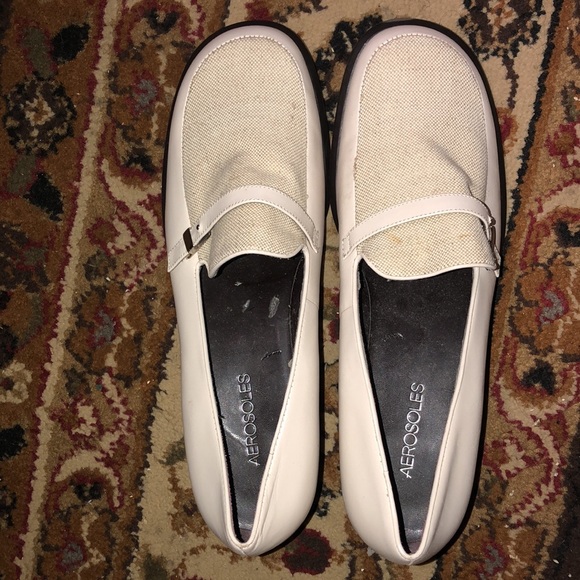 Aerosoles Beige Leather and canvas shoes size 10 please read description. - Picture 8 of 10